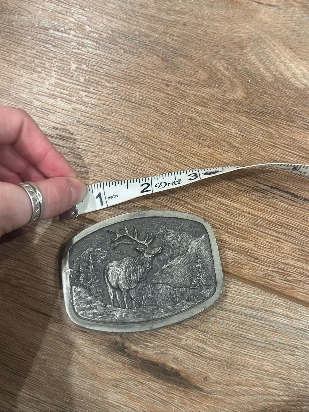 SPEC CAST Vintage 1981 Western Steel Silver Elk Belt Buckle